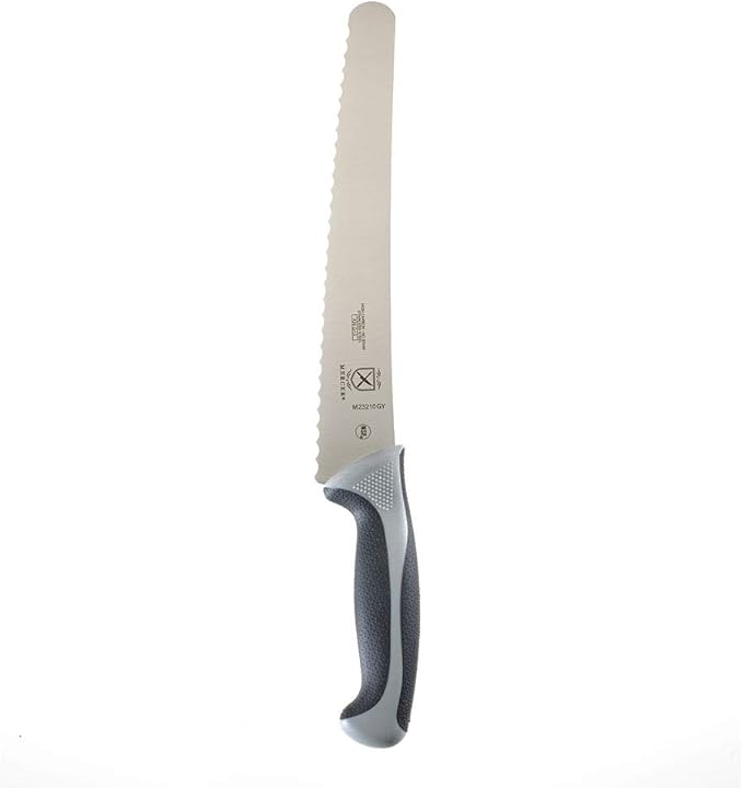 Mercer Culinary Millennia Colors Stainless Steel Bread Knife 10-Inch Wavy Edge Wide, Gray