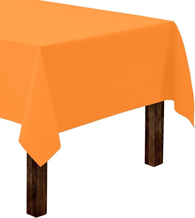 Gee Di Moda Rectangle Tablecloth - 60 x 126 Inch Orange Table Cloth for 8 Foot Rectangle Table - Heavy Duty Washable Fabric - for 8 Ft Buffet Table, Holiday Party, Dinner, Wedding & Baby Shower