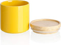 Sweejar Kitchen Canisters Ceramic Food Storage Jar, Stackable Containers with Airtight Seal Wooden Lid for Serving Ground Coffee, Tea, Sugar, Salt and More - 16 Fl Oz (Yellow)
