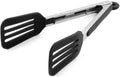 12 Inch Stainless Steel Silicone Serving Tongs with Locking Handle (Black)
