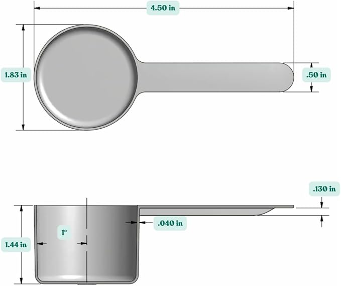53 mL (1.8 Oz. | 3.58 Tablespoon) Long Handle Scoop for Measuring Coffee, Pet Food, Grains, Protein, Spices and Other Dry Goods (Pack of 25)