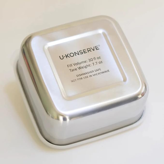 U Konserve Stainless Steel Food Storage Bento Box Container, Leak Proof Silicone Lid Dishwasher Safe - Plastic Free (30oz Teal)