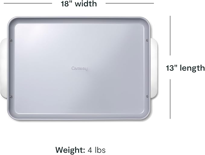Caraway Non-Stick Ceramic Large Baking Sheet Sheet - Naturally Slick Ceramic Coating - Non-Toxic, PTFE & PFOA Free - Perfect for Baking, Roasting, and More - Large (18" x 13") - Gray