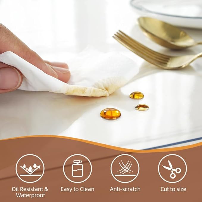 Warmstar Clear Table Cover Protector 12 x 60 Inch,1.5mm Thick Plastic Table Cover Rectangle,PVC Clear Table Protector,Desk Protector Mat for Kitchen, Dresser, Writing Desk，Dining Room Table