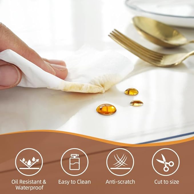 Warmstar Clear Table Cover Protector 30 x 60 Inch,1.5mm Thick Plastic Table Cover Rectangle,PVC Clear Table Protector,Desk Protector Mat for Kitchen, Dresser, Writing Desk，Dining Room Table