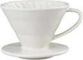 Pour Over Coffee Maker, Single Cup Coffee Dripper, Manual Porcelain Slow Brewing Accessories for Travel, Camping, Office, Home, Cafe, Coffee Gifts (White, Large,2-4Cups)