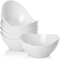 19 Ounces Ceramic Serving Bowls, Sturdy Porcelain White Oval Salad Bowls, Stackable Food Server Fruit Display Dishes for Party Dinner, Microwave and Dishwasher Safe, Set of 6