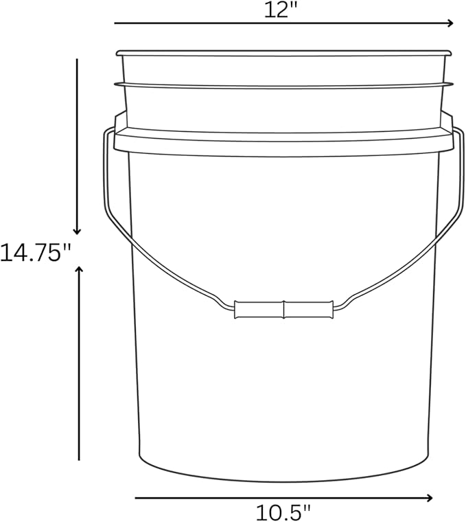 House Naturals 5 Gallon Premium HPDE Plastic Bucket - Made in USA Food Grade Storage Container, BPA Free All Purpose Pail (4, Light Blue)