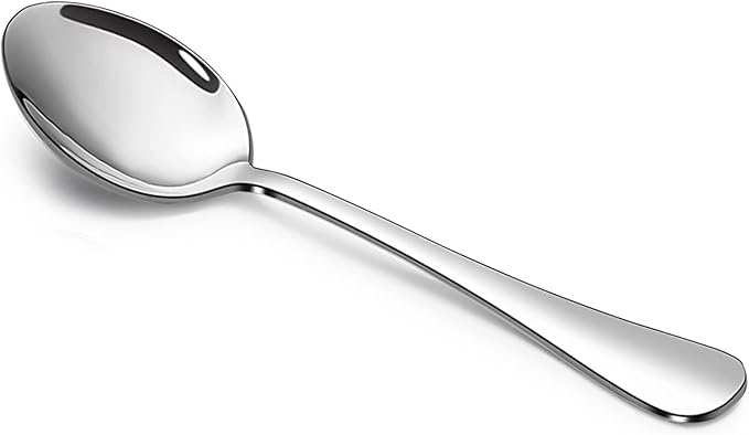 SANTUO 16 Piece Stainless Steel Dinner Spoons Set, 7.3" Silverware Set, Table Soup Spoons, Mirror Finish & Dishwasher Safe
