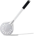 Pizza Turning Peel 8 Inch Round Anodized Aluminum Perforated Pizza Peel Turner With Metal Handle Pizza Paddle Spinner For Outdoor Pizza Oven Accessories
