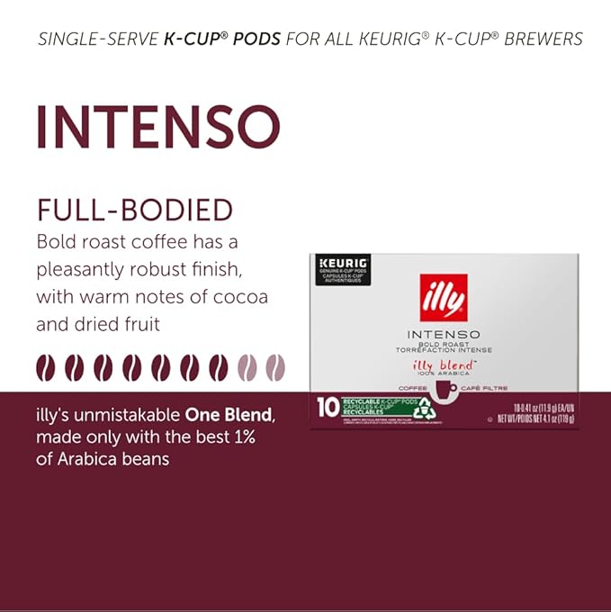 illy Coffee, Dark Roast, K-Cup for Keurig, 100% Arabica Bean Signature Italian Blend, Premium Gourmet Roast Single Serve Drip Coffee