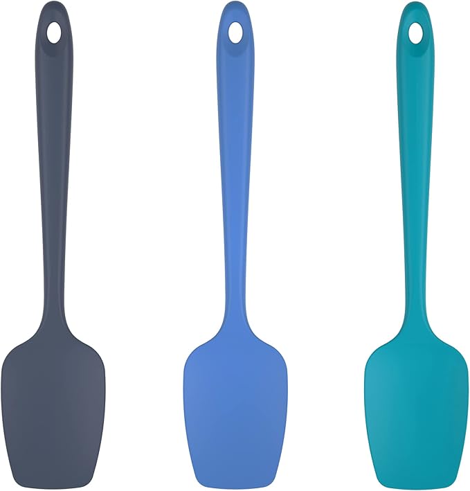 U-Taste Silicone Spoon Spatula Set, 600ºF High Heat Resistant Food Grade Flexible Rubber Scraper, Cooking Mixing Baking Kitchen Utensils Set of 3 (Multicolors)