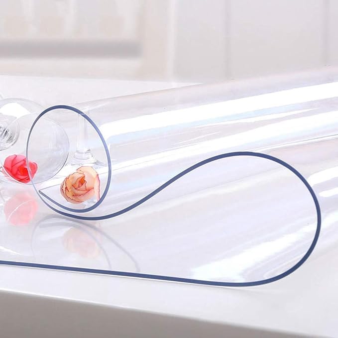 NECAUX Custom 18 x 51 Inch Clear Table Cover Protector, 1.5mm Thick Plastic Heavy Duty Table Pad Desk Mat Desk Protector for Office Computer Writing Desk, Sofa Table, Media Stand, Coffee Table