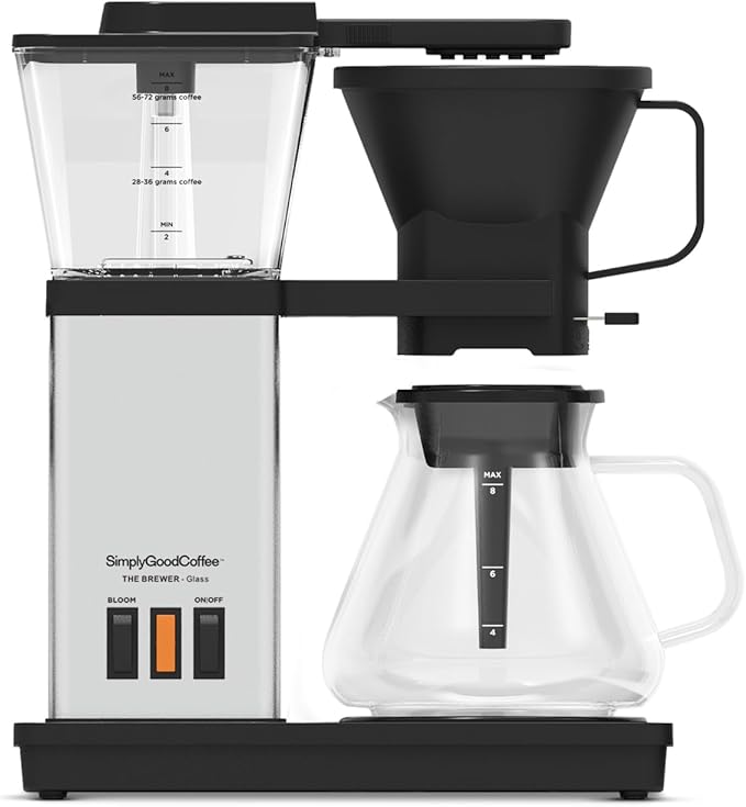 SimplyGoodCoffee Coffee Maker / Coffee Machine. 8 Cup Automatic Drip Pour Over Coffee Brewer. Easy To Use, Gold Cup Standard. Black/Stainless Steel