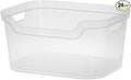 Sterilite 7 x 11 x 14.25 Inch Polished Open Scoop Front Storage Bin with Comfortable Carry Through Handles for Household Organization, Clear (24 Pack)