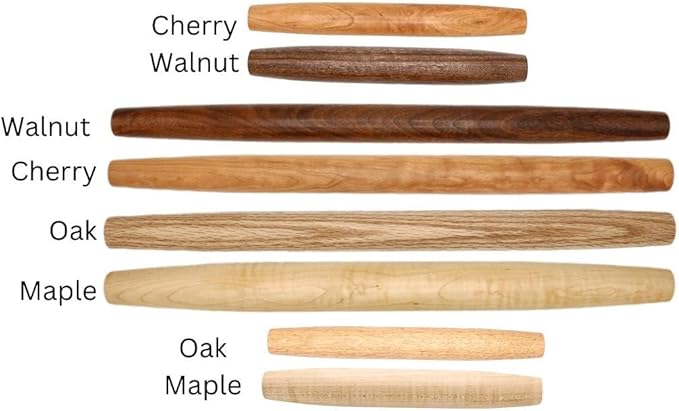 Handmade 12” Maple French Rolling Pin – Wooden Dough Roller for Baking, Pastry, Pizza, and Tortillas – Smooth Wood Rolling Pin for Thin Dough, Chapati, Cookies – Handcrafted in USA from Solid Maple