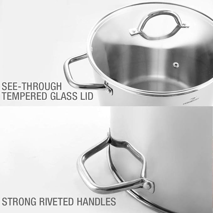 HOMICHEF Stock Pot 6 Quart Nickel Free Stainless Steel - 6 Qt Soup Pot With Lid and Handle - Small Cooking Pot 6 Quart - Ideal for Soup, Sauce, and Induction Cooking
