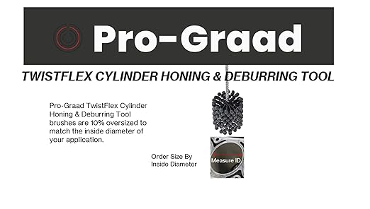 TwistFlex Cylinder Hone | 4-1/4” 240SC Flexible Cylinder Honing & Deburring Tool | 4.25” Bore Brush for Hole Diameters 4” – 4.27” | Silicon Carbide 240 Grit 0.354” Shank 13-1/2” Length