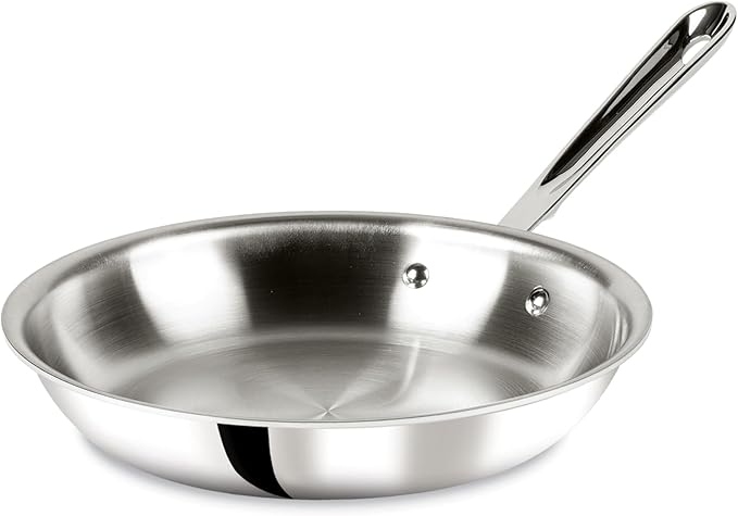 All-Clad D3 10 Inch Stainless Steel Frying pan, 3-Ply Stainless Steel Pan, Induction, Oven Broiler Safe 600F Skillet, Professional Cookware, Silver