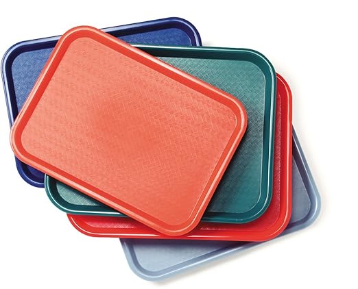Carlisle FoodService Products Cafe Plastic Fast Food Tray, 12" x 16", Slate (Pack of 2)