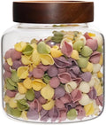 Glass Coffee Jars Spice Jar Round Storage Canister with Wooden Lid Clear Glass Food Jar for Pantry Sugar Tea Coffee Bean Spice Nuts Cookies Bath Salts (1200ml/40oz-1 Pack)