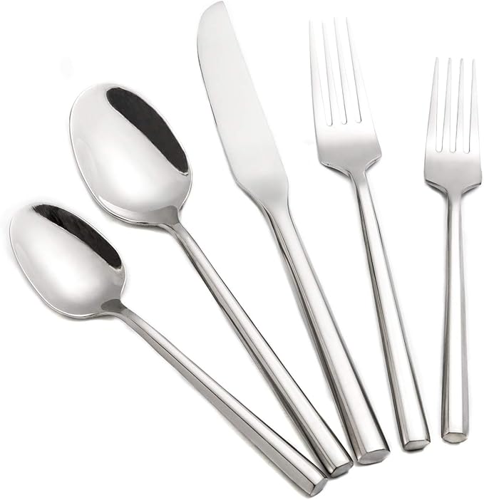 Silverware Set Flatware Set Stainless Steel Cutlery Set 20 Piece with Hexagon Handle Wedding Gift Home Hotel Use Service for 4