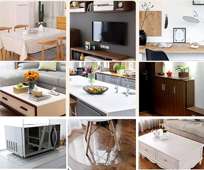 NECAUX Custom 42 x 100 Inch Frosted Table Cover Protector, 1.5mm Thick Wood Grain Transparent Pad Non-Slip Tablecloth Plastic Protective Pad for Dining Room, Conference