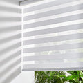 Persilux Cordless Zebra Blinds for Windows Shades (59" W x 72" H, White) Dual Layer Fabric for Day and Night Thermal Roller Shades, Free-Stop Room Darkening Sheer Shades for Home, Office and Bedroom