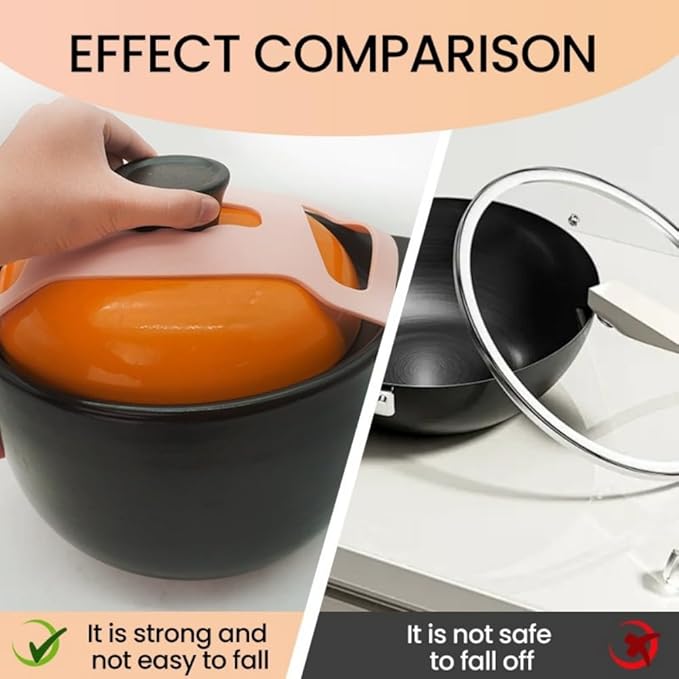 Silicone Lid Lock Strap for Crockpot Slow Cooker (6/7/8 Quart) - Universal Crockpot Lid Holder & Rubber Strap Alternative | Heat-Resistant, No-Spill Design Transport Accessories (Pink 2PCS)