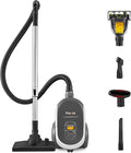 Aircliff Canister Vacuum Cleaner, Specially Designed Nozzle for Pet Family, 1200W & 17Kpa Strong Suction, 2 HEPA Filters & 5 Cleaning Tools for Hard Floor, Carpet, Upholstery, Pet Hair(Sliver)