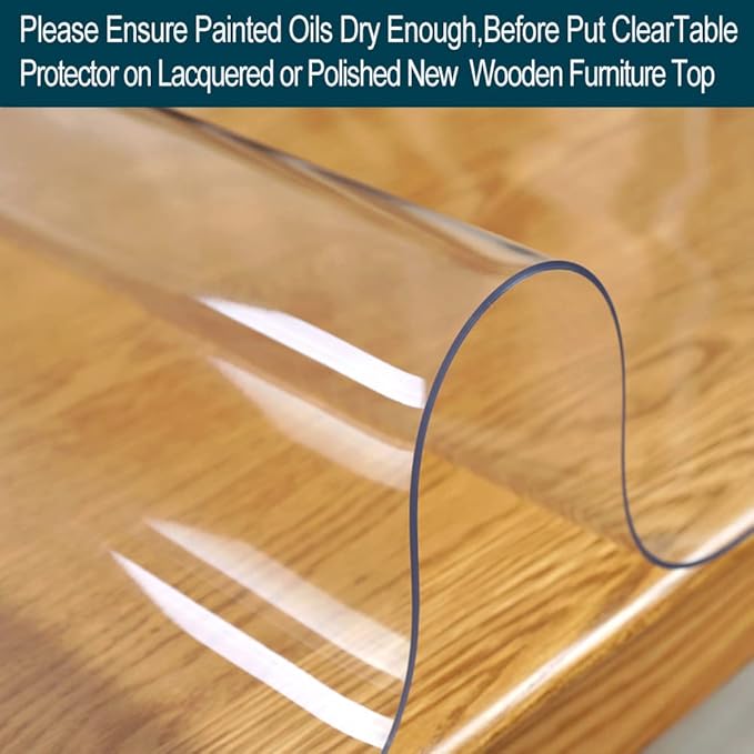 Wadrac Clear Table Protector Plastic Table Cloths PVC Night Stand Table Cover Mat Office Desk Mat Shelf Surface Protection Crystal Children Painting Cover Pad Transprent Rectangular 23.6x70.9 inch
