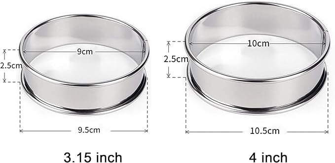 HLMOptimo English Muffin Rings, Stainless Steel Crumpet Rings, 6 Pcs Nonstick Metal Round Ring Molds with Silicone Oil Brush (4 inch)