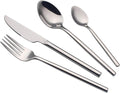 24 Piece Silverware Set For 6 Heavy duty 18/10 Stainless Steel Flatware Set Modern Design Knife/Fork/Spoon Mirror Polished Dishwasher Safe Cutlery Set with Gifts