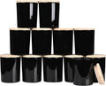 Thick Candle Jars for Making Candles 12 Pcs, 7 OZ Empty Jars with Wood Lids for Candle Making, Sample Container, Light Black