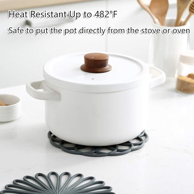 Set of 3 Silicone Trivet Mat - Hot Pot Holder Hot Pads for Table & Countertop - Trivet for Hot Dishes - Non-Slip & Heat Resistant Modern Kitchen Hot Pads for Pots & Pans, Orange