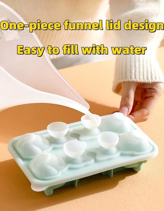 Cute 3D Cat Silicone Ice Cube Tray Mold Cartoon Animal Ice Box BPA-Free (Black)