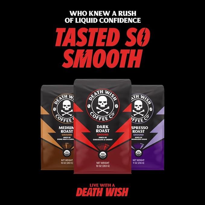 Death Wish Coffee, Single Serve Pods - Dark Roast Coffee Pods - Made with USDA Certified Organic, Fair Trade, Arabica and Robusta Beans (20 Count)