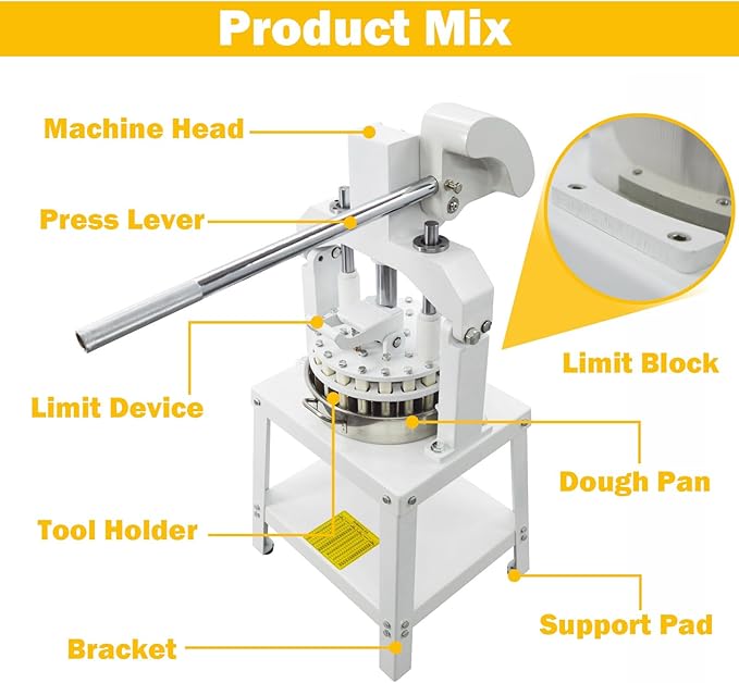 TECHTONGDA Commercial Dough Divider Manual 40PCS Dough Dividing Machine 0.95-5.08oz Hand Press Dough Pastry Cutter Bread Maker Bakery Tool