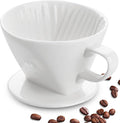 Handmade Pour Over Ceramic Coffee Dripper - Authentic Brewing Experience for Camping, Office, and Home (White)