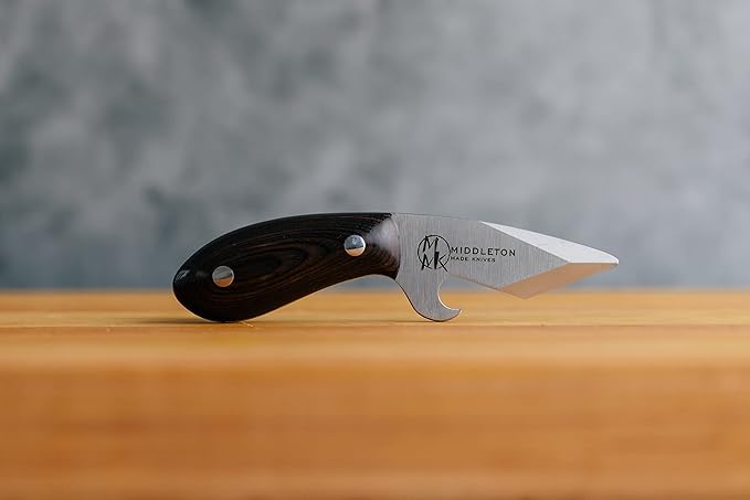 Middleton Made Knives Brew Shucker, Oyster Shucking Knife with Bottle Opener, Handmade & Professional Shucker Tool, USA Made, Walnut