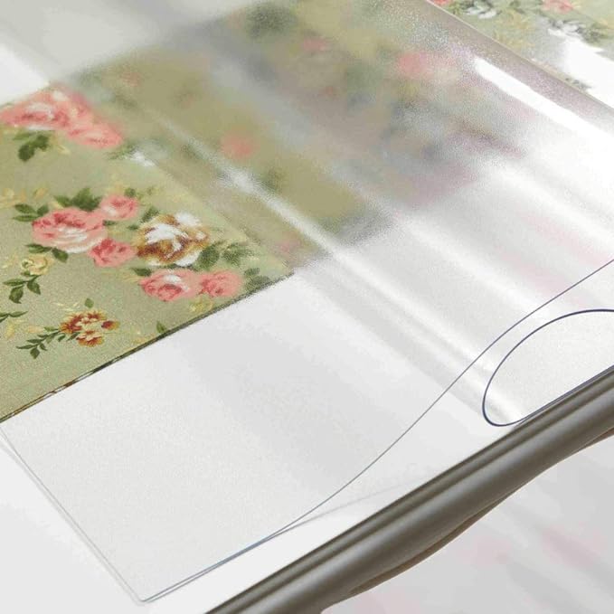NECAUX Custom 20 x 52 Inch Frosted Table Cover Protector, 1.5mm Thick Plastic Heavy Duty Table Pad Desk Mat Desk Protector for Office Computer Writing Desk, Sofa Table, Media Stand, Coffee Table