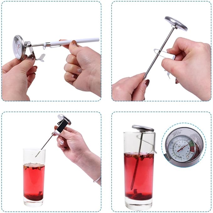 KT THERMO Instand Read 2-Inch Dial Thermometer(2 Pack),Best for The Coffee Drinks,Chocolate Milk Foam