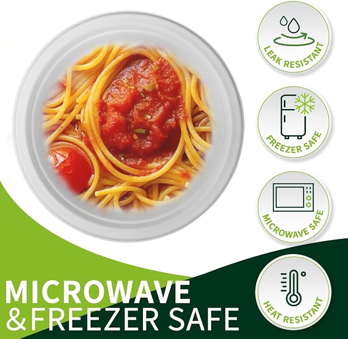 9 Inch Compostable Paper Plates 【White150 Pack】,100% Sugarcane Bagasse Medium Disposable Plates, Sturdy Heavy Duty, Biodegradable Dinnerware for Party, BBQ, Picnic, Camping