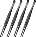 Yaomiao 4 Packs 10 Inch Bar Tweezers Black Cocktail Tongs Long Garnish Tweezers Stainless Steel Bartender Kitchen Cooking Tongs for Cocktail Food Fruit Korean BBQ Bartender Chef, Multi-use