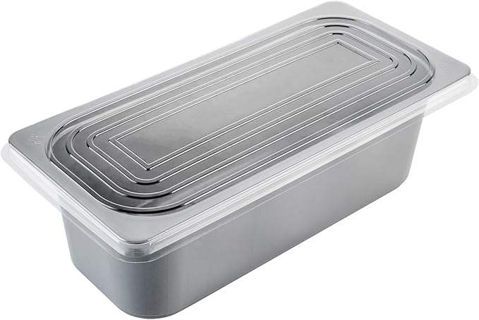 Restaurantware-RW Base 5 Quarts Ice Cream Containers, 25 Rectangle Disposable Containers - Durable, With Clear Lid, Black Plastic Box, For Ice Creams, For Cafes