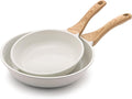 SENSARTE Nonstick Frying Pan Skillets, White Ceramic Coating Omelette Pans, Healthy Cookware Chef's Pan, Free of PTFE & PFAS (8+10 Inch)