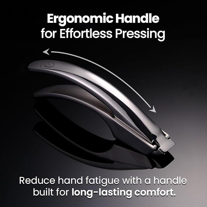 No Peeling Required Garlic Press Stainless Steel with Detachable Handle for Fine Mincing - Premium Garlic Mincer Tool, Rust-Proof, Easy to Clean, Dishwasher Safe Garlic Crusher with 5-Year Warranty