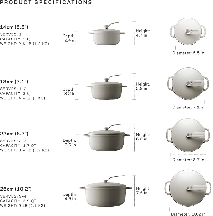 Vermicular Oven Pot 2.0 | Lightweight Enameled Cast Iron Pot | 18cm (2 Qt) | Non-Toxic | Induction-compatible | Dutch Oven | Made in Japan | Oyster Gray