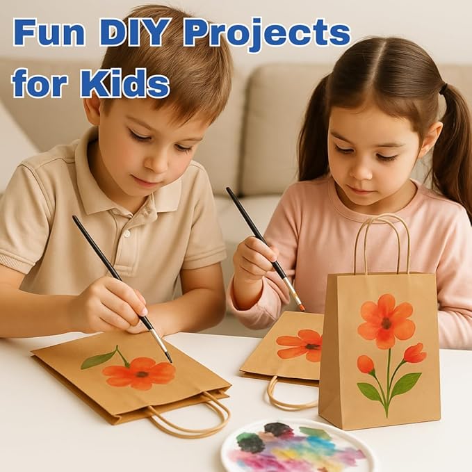 ASSUREPAK DIY Paper Bags - 50 Bags - Kraft Color - 18"x7"x18.5" - 74 LB (110 GSM strong) - Twisted Handle Recyclable Bags for Kids Drawing, Decorating and Creative Projects