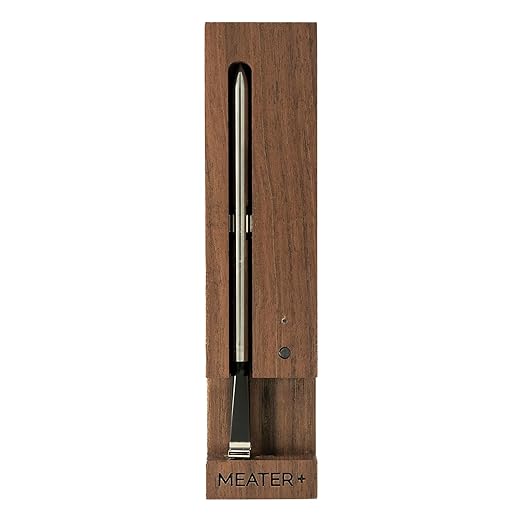 MEATER Plus: Smart Bluetooth Wireless Meat Thermometer Digital (Walnut) | BBQ, Grill, Oven, Smoker, Air Fryer, Kitchen | Perfect for Steak, Chicken, Turkey, and More | Delicious Recipes in App